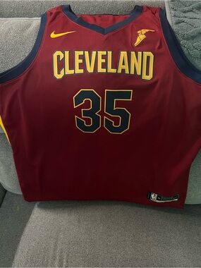 Nike Cleveland Maroon and Yellow Basketball Jersey #35